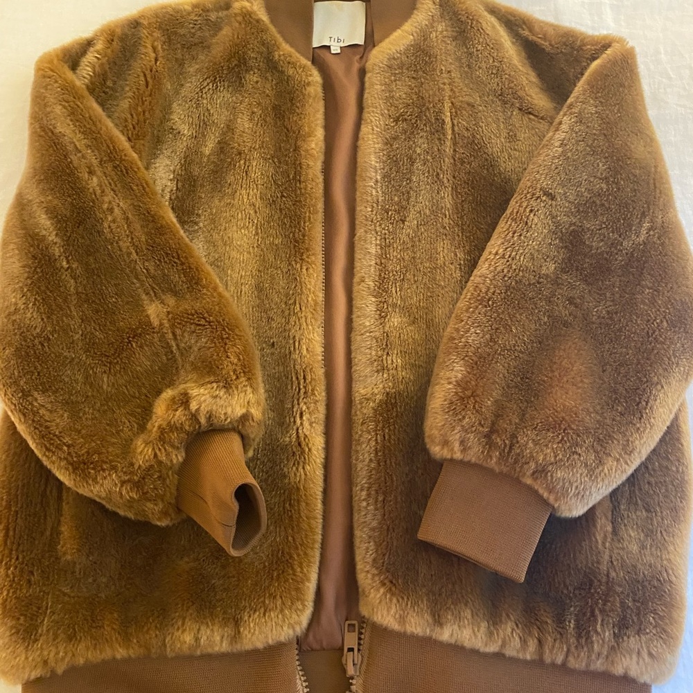 Tibi faux brown fur jacket